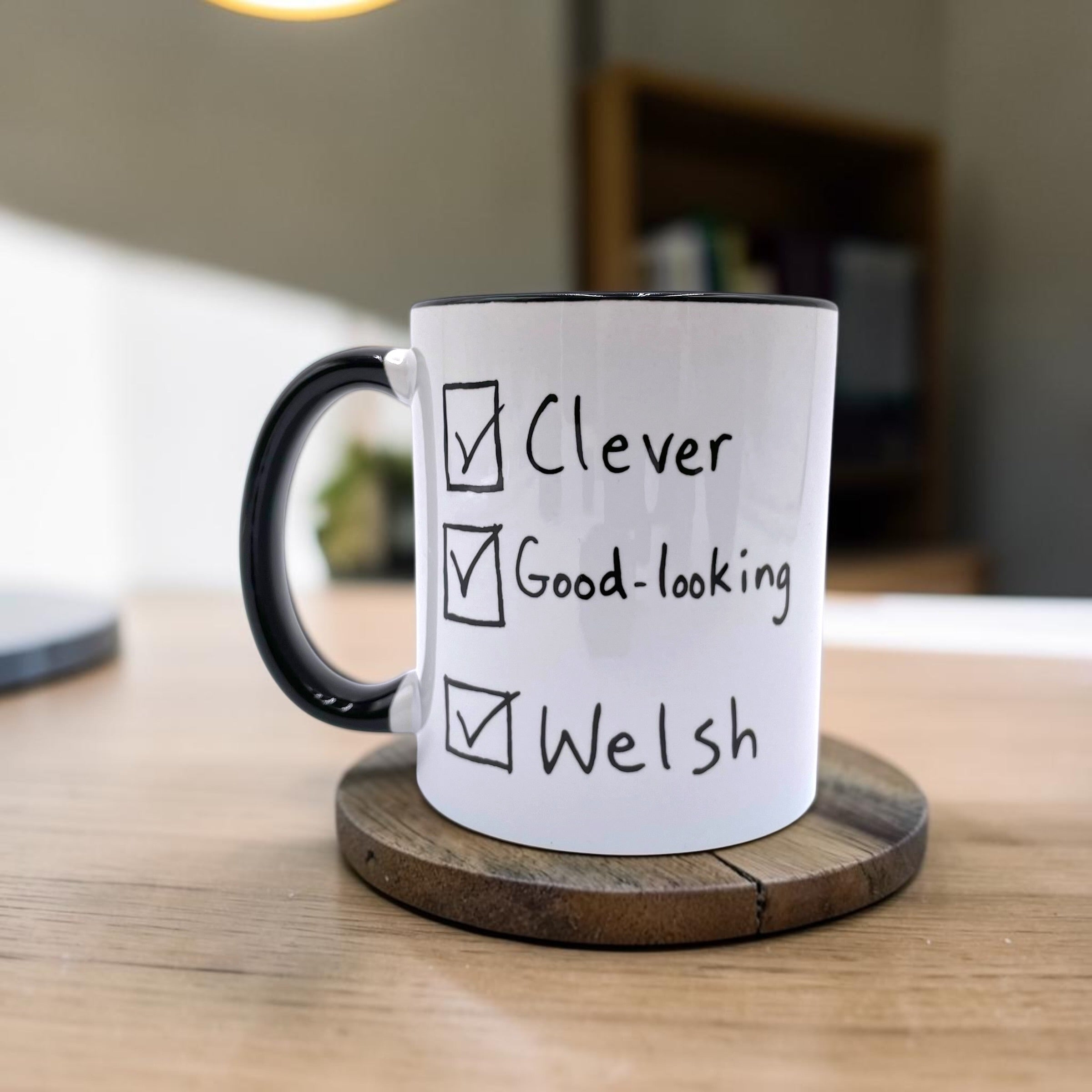Clever, Good-looking, Welsh Tick Box Mug