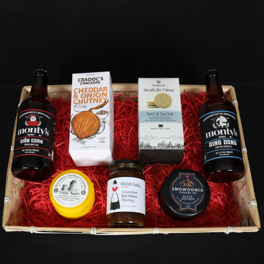Christmas Cheese & Ale & Beer Welsh Hamper - The Christmas Cheese & Ale Gift Set Food & Drink Gift Set