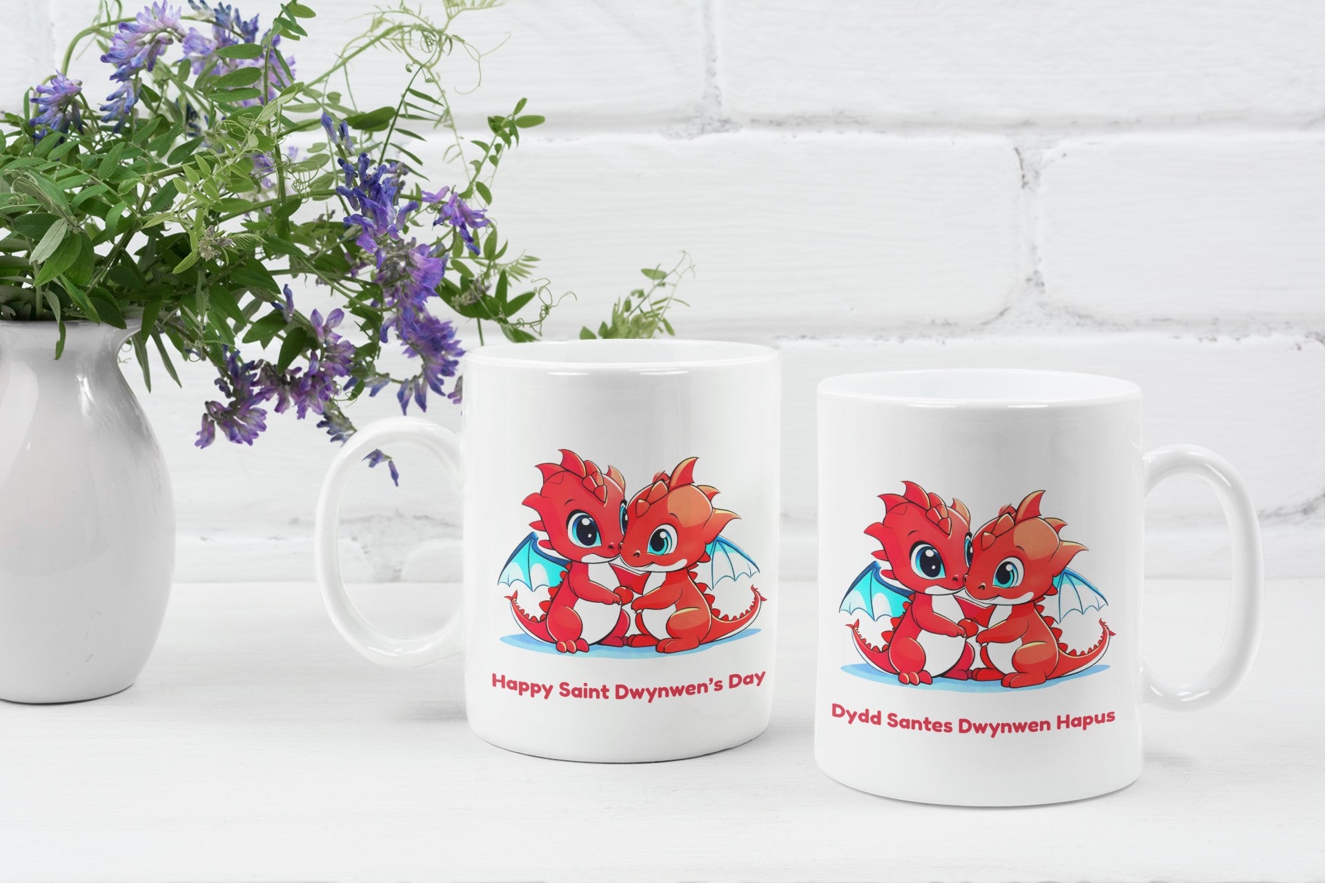 Valentine's St Dwynwen's Day Two Love Dragons Mug