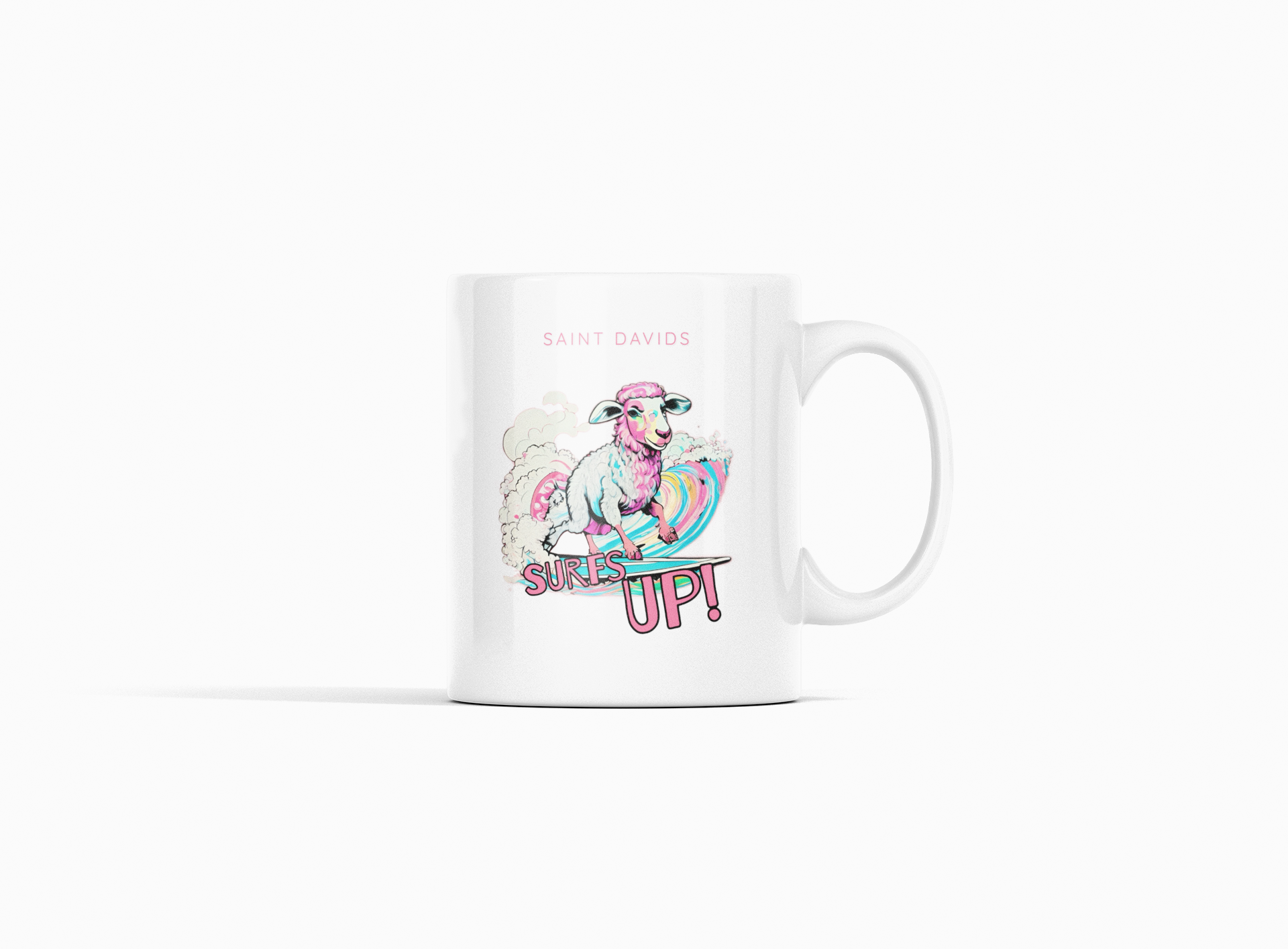 Saint Davids Sheep Surfs Up Mug