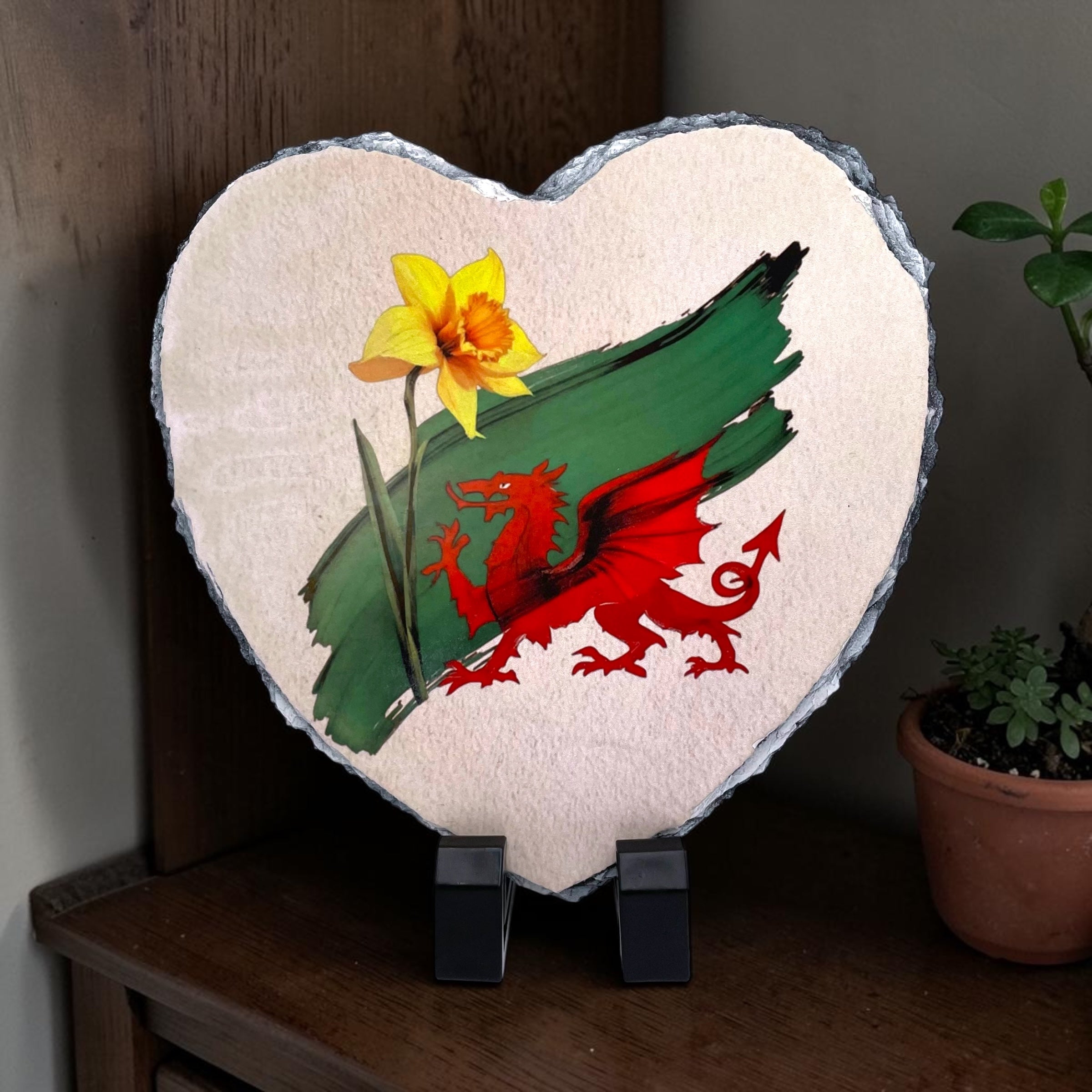 Traditional Welsh Heart Slate Display Tile