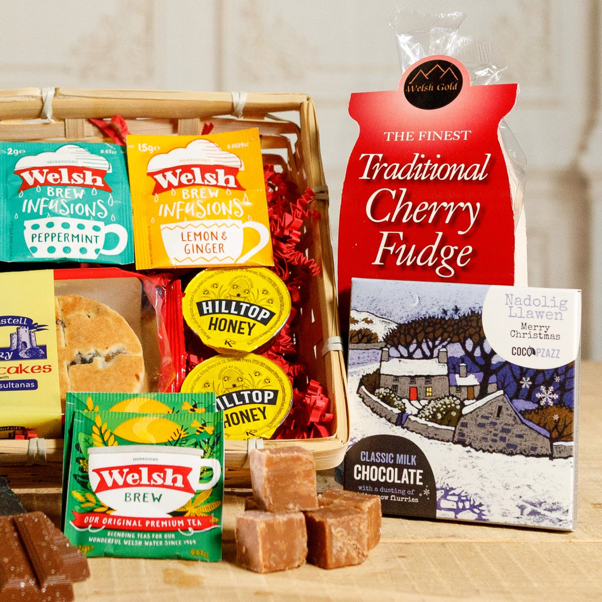 The Christmas Welsh Cake and Tea Hamper Food & Drink Gift Set