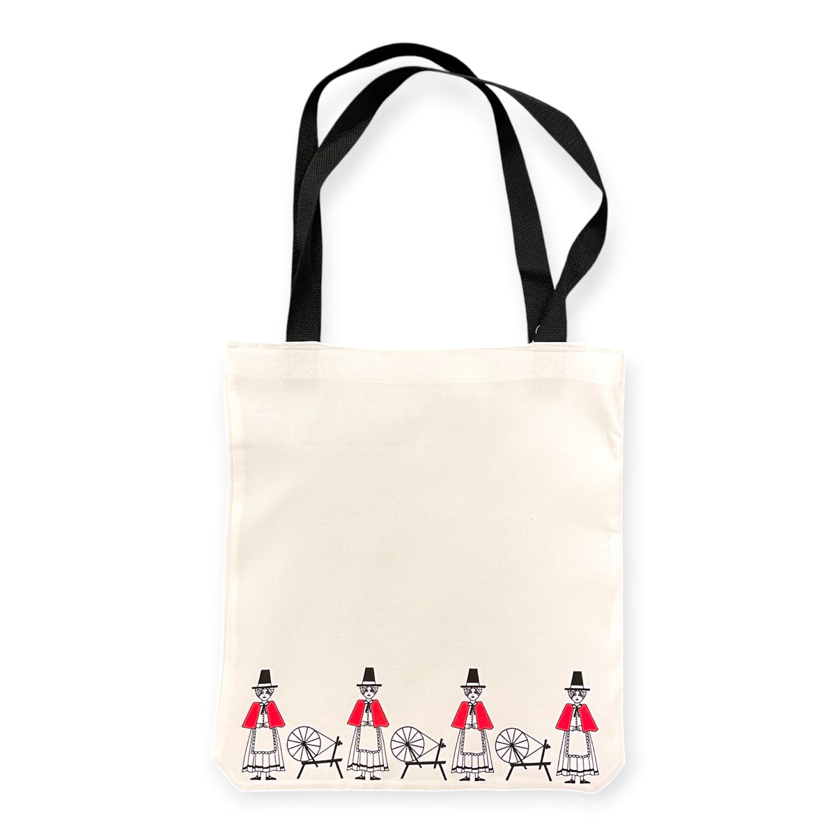 Welsh Lady and Spinning Wheel Tote Bag - Traditional Welsh Design and Gift