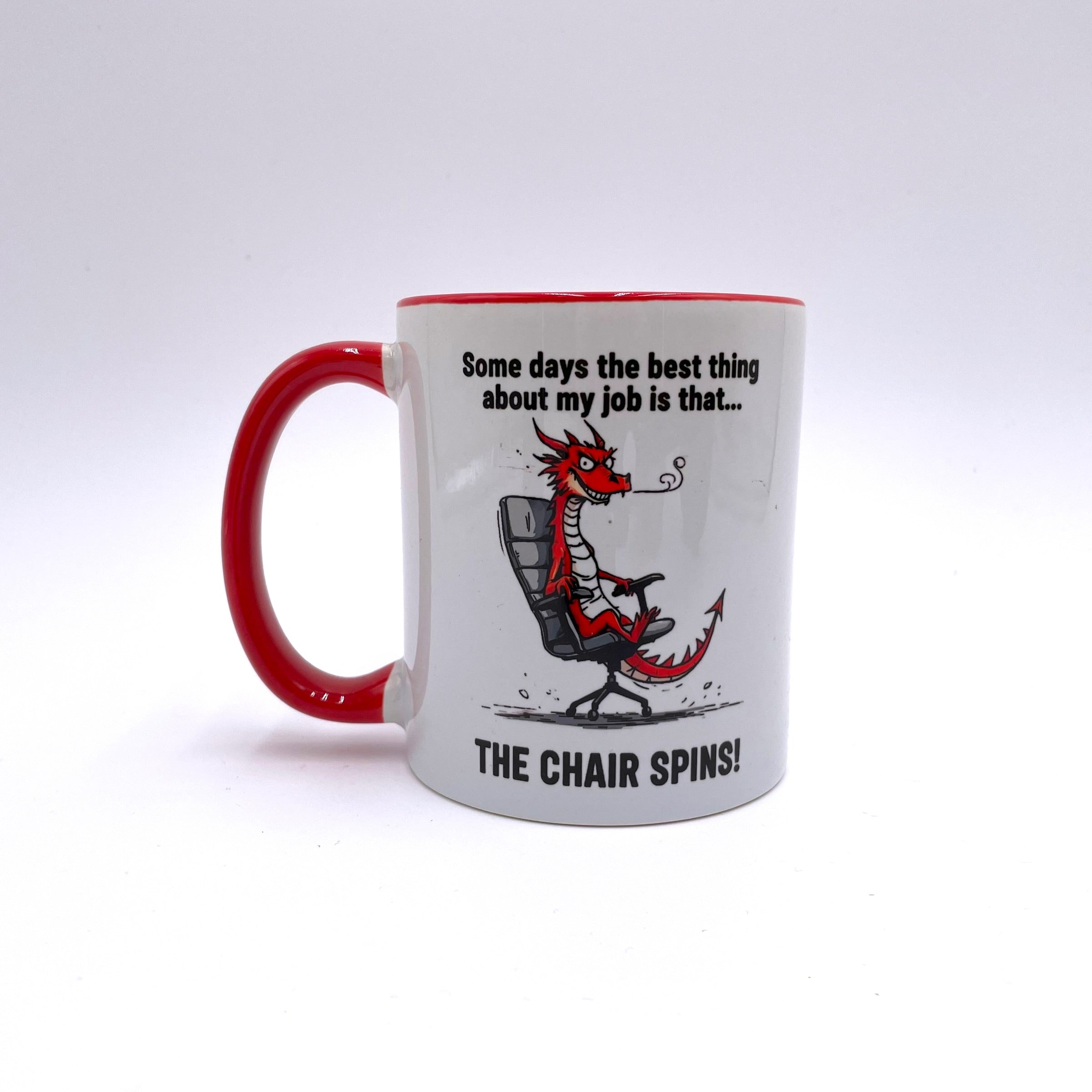 Some day's the best thing about my job is that the chair spins! - Funny Welsh Mug