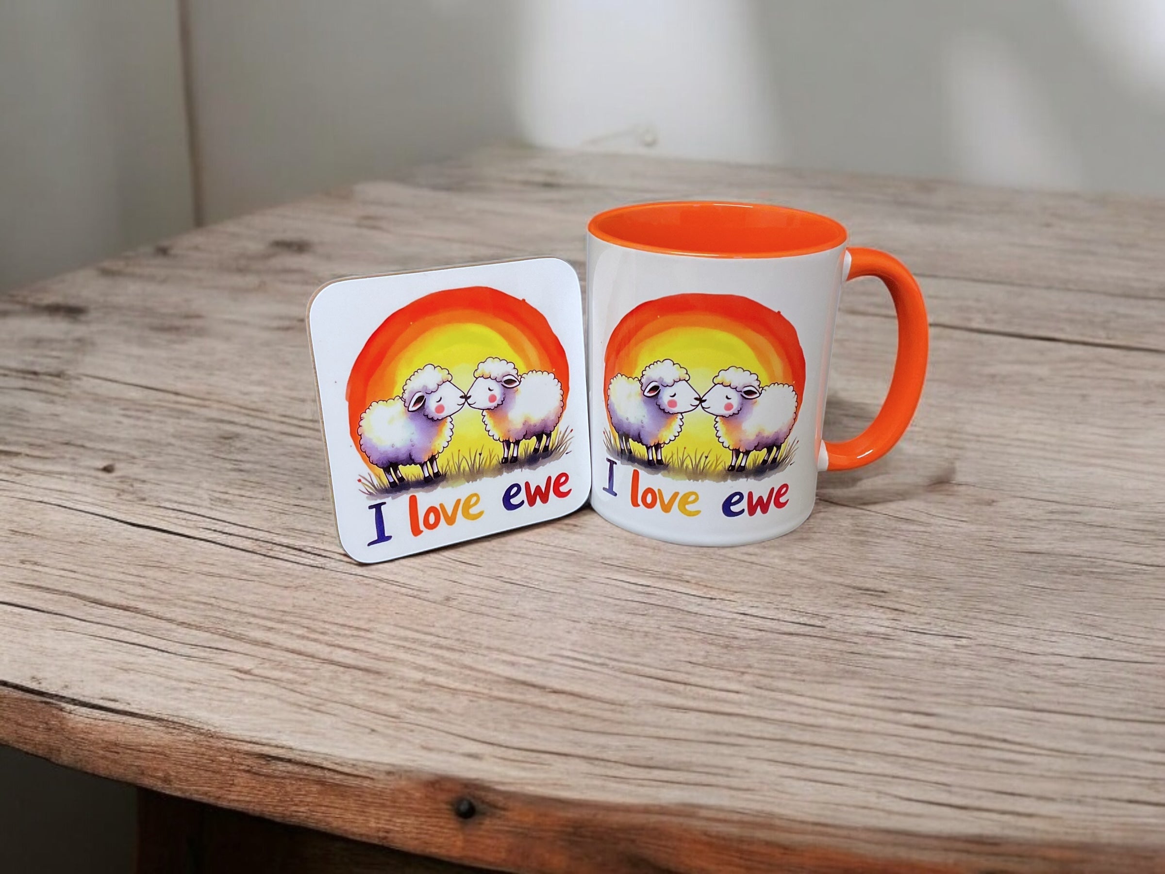 Dw i wrth fy modd gyda Ewe - Set Rhodd Dyluniad Oren