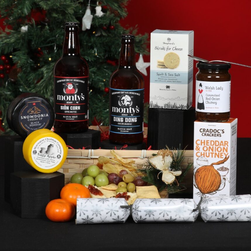Christmas Cheese & Ale & Beer Welsh Hamper - The Christmas Cheese & Ale Gift Set Food & Drink Gift Set