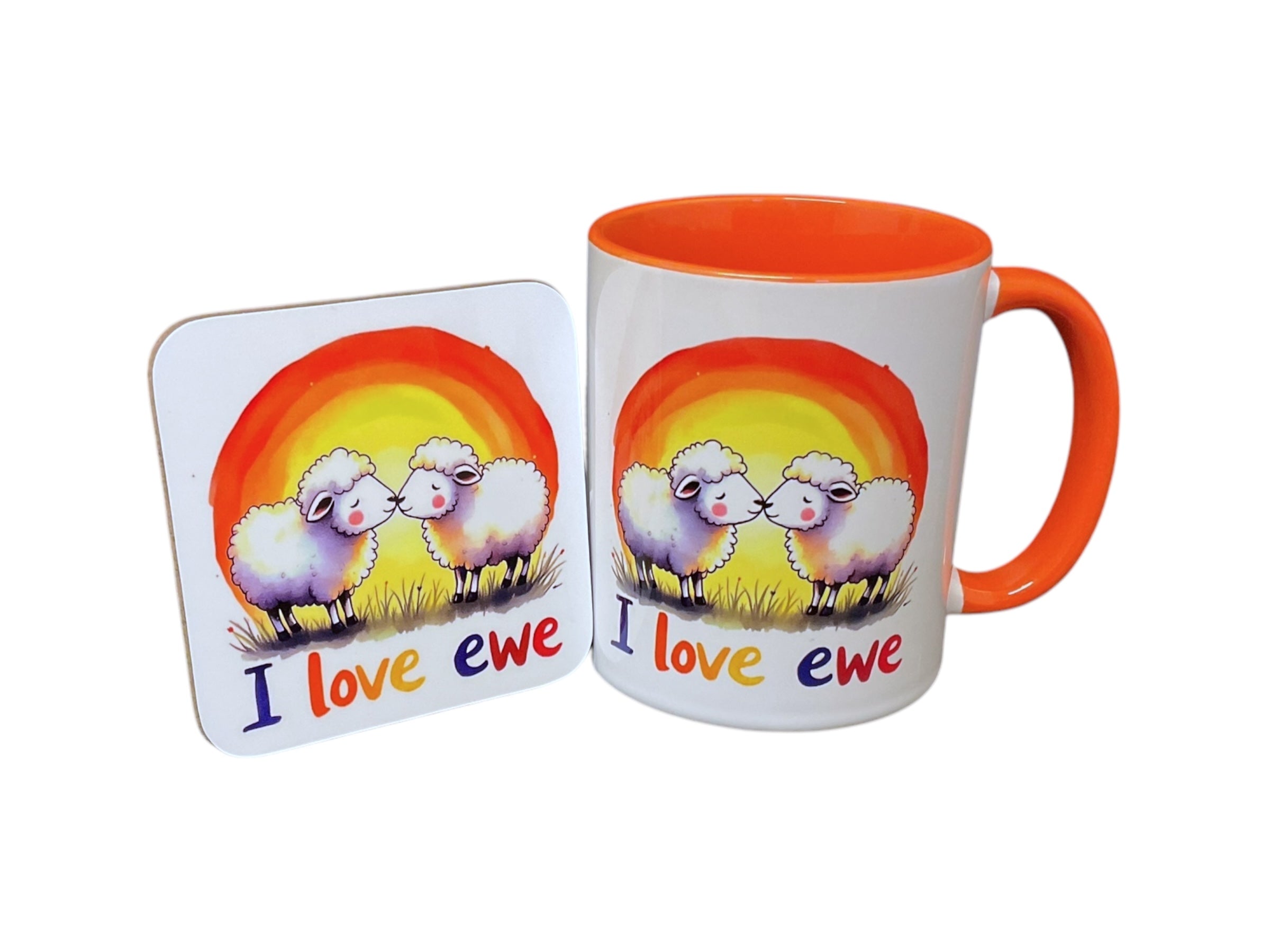 Dw i wrth fy modd gyda Ewe - Set Rhodd Dyluniad Oren