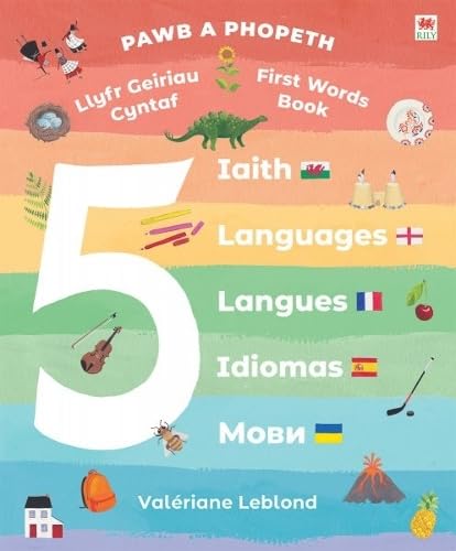 Llyfr - Pawb a Phopeth: Llyfr Geiriau Cyntaf - 5 Iaith - Clawr Caled