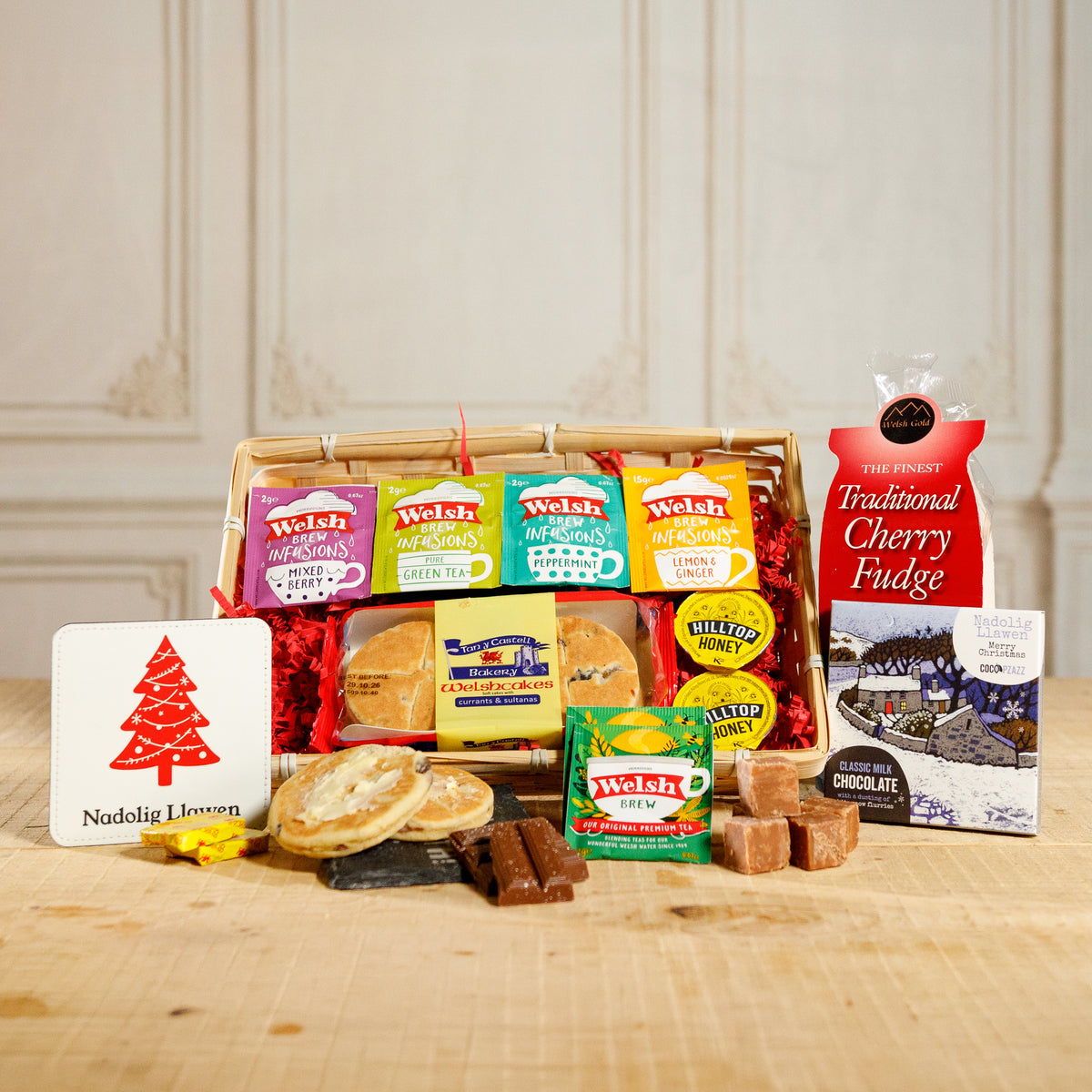 The Christmas Welsh Cake and Tea Hamper Food & Drink Gift Set