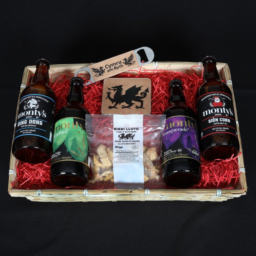Christmas Welsh Hamper - Monty's Christmas Brewery Hamper Food & Drink Gift Set