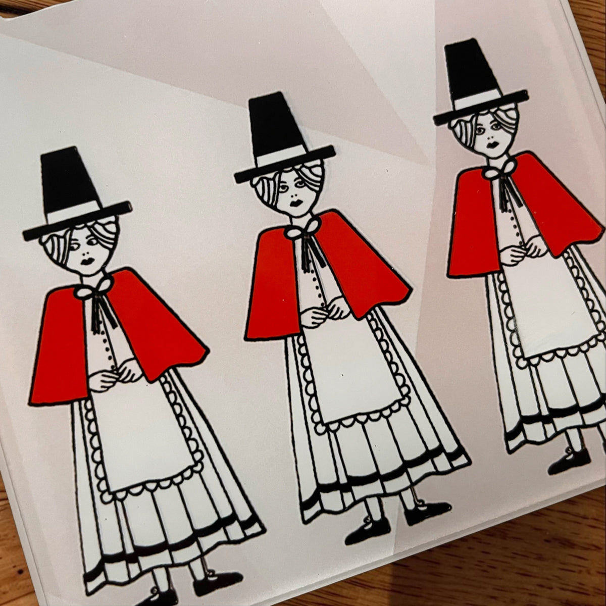 Welsh Lady Glass Coasters Set of 4 - Welsh Gifts and Traditional Welsh Design