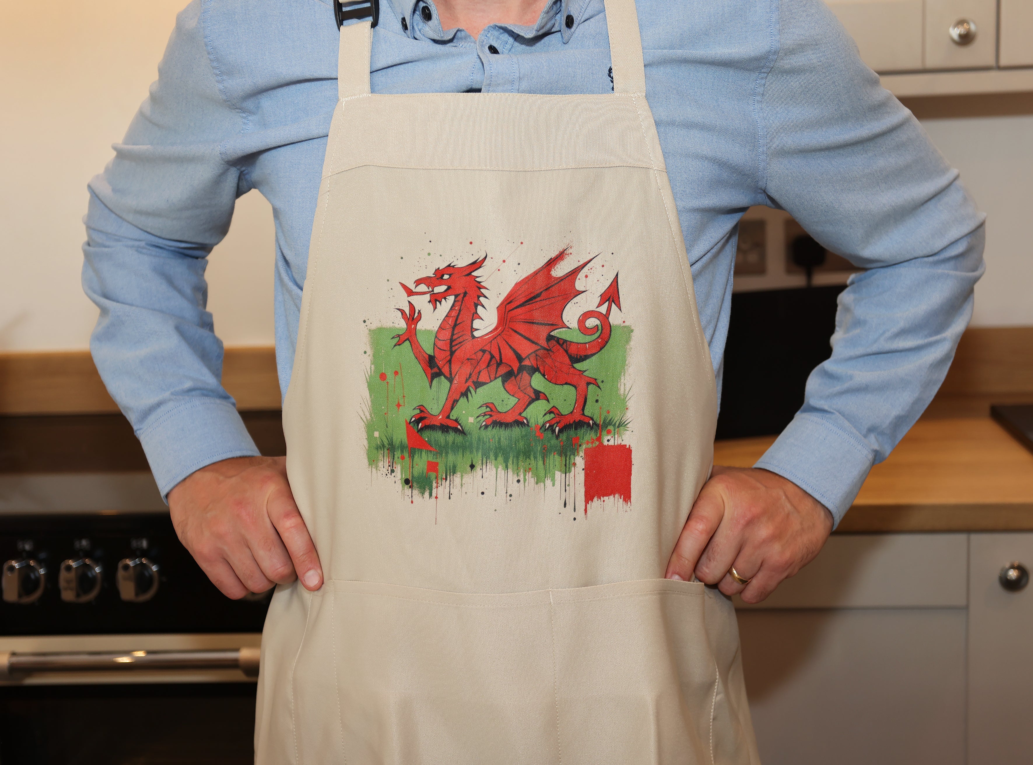 Welsh Dragon Splatter Art Apron