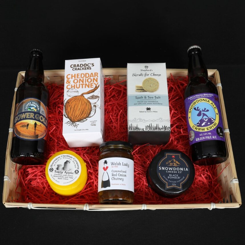 St. Davids Day Cheese & Ale Beer Welsh Hamper - Cheese & Ale Gift Set Food & Drink Gift Set