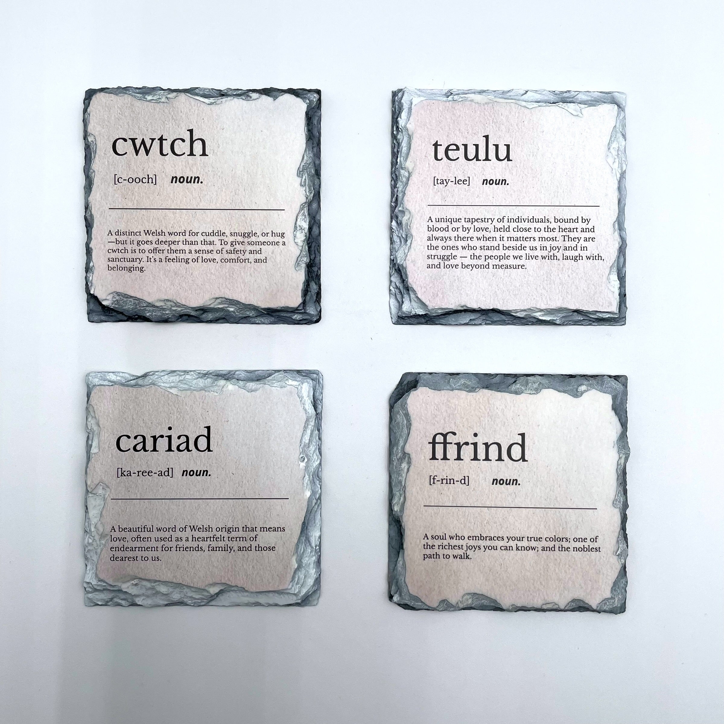 Set Coaster Llechen Disgrifiadol Enwau Cymraeg