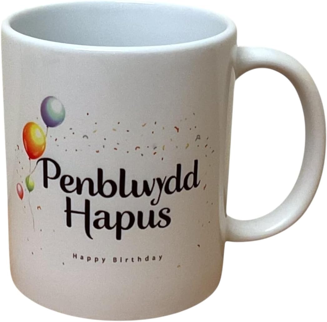 Penblwydd Hapus Mug - Balloon Design (Happy Birthday)