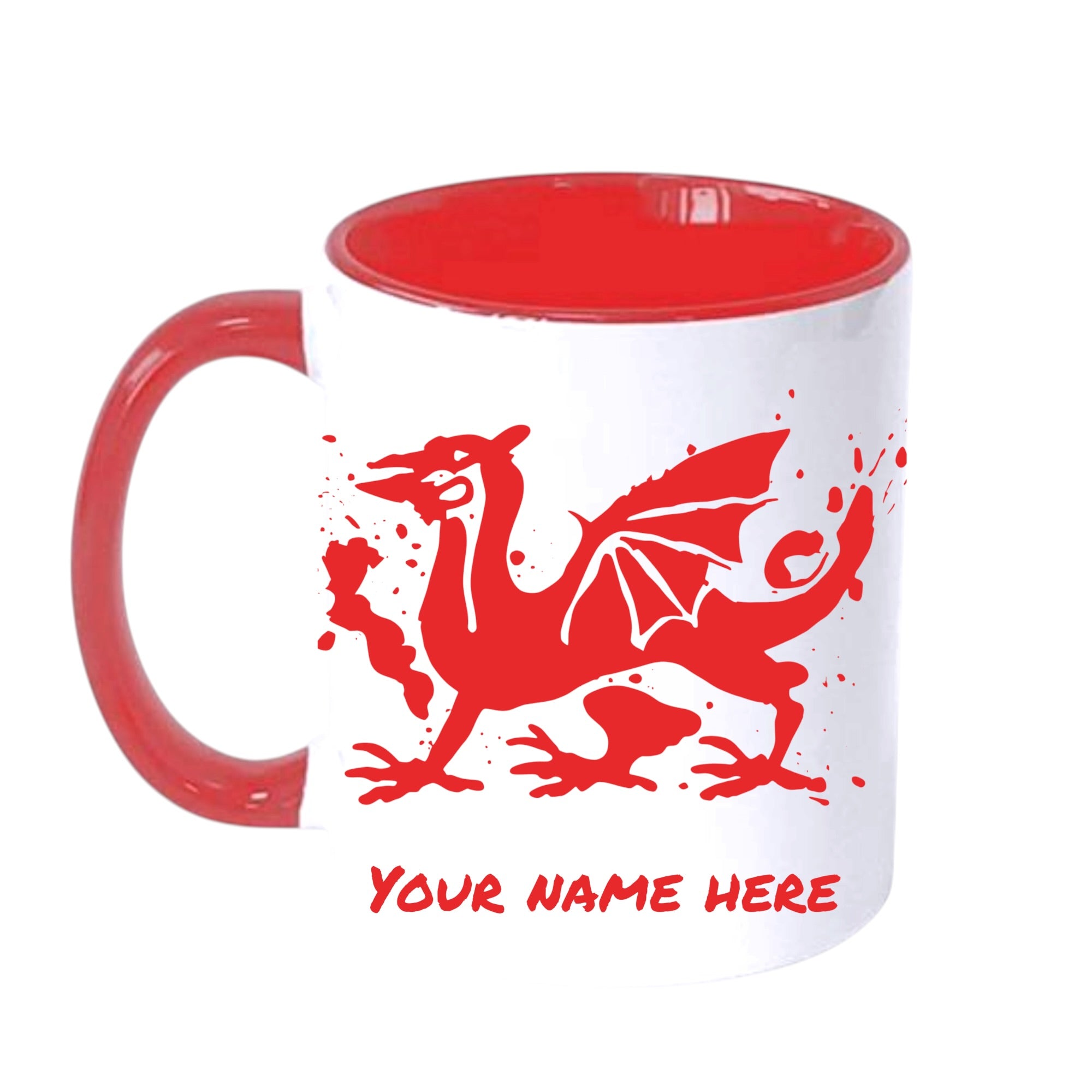 Welsh Dragon 'Cymru am Byth' Personalised Welsh Mug -  Red