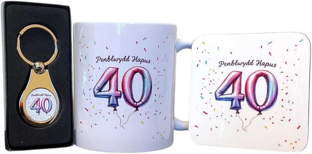 Happy 40th Birthday Gift Set - (Penblwydd Hapus)