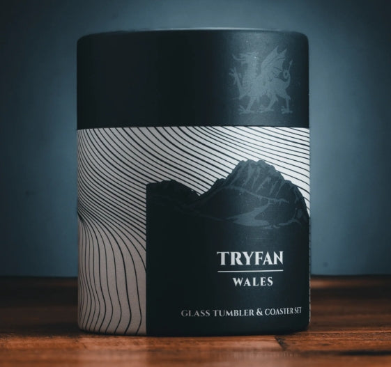 Gilded Peaks - Tryfan (Eryri / Snowdonia) Wales Glass Tumbler & Coaster Set
