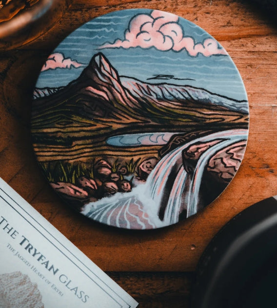 Gilded Peaks - Tryfan (Eryri / Snowdonia) Wales Glass Tumbler & Coaster Set