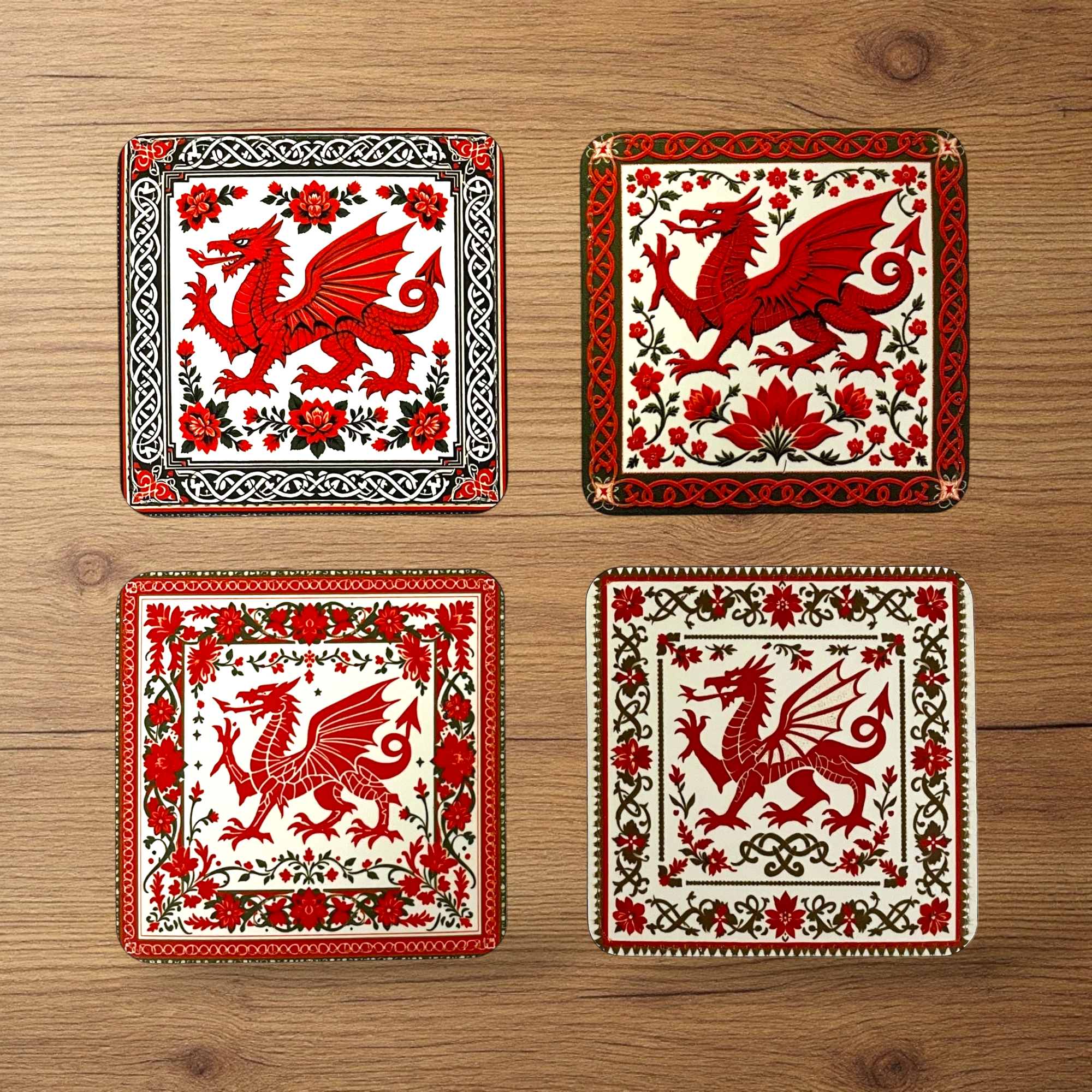 Welsh Dragon Celtic Coaster Set