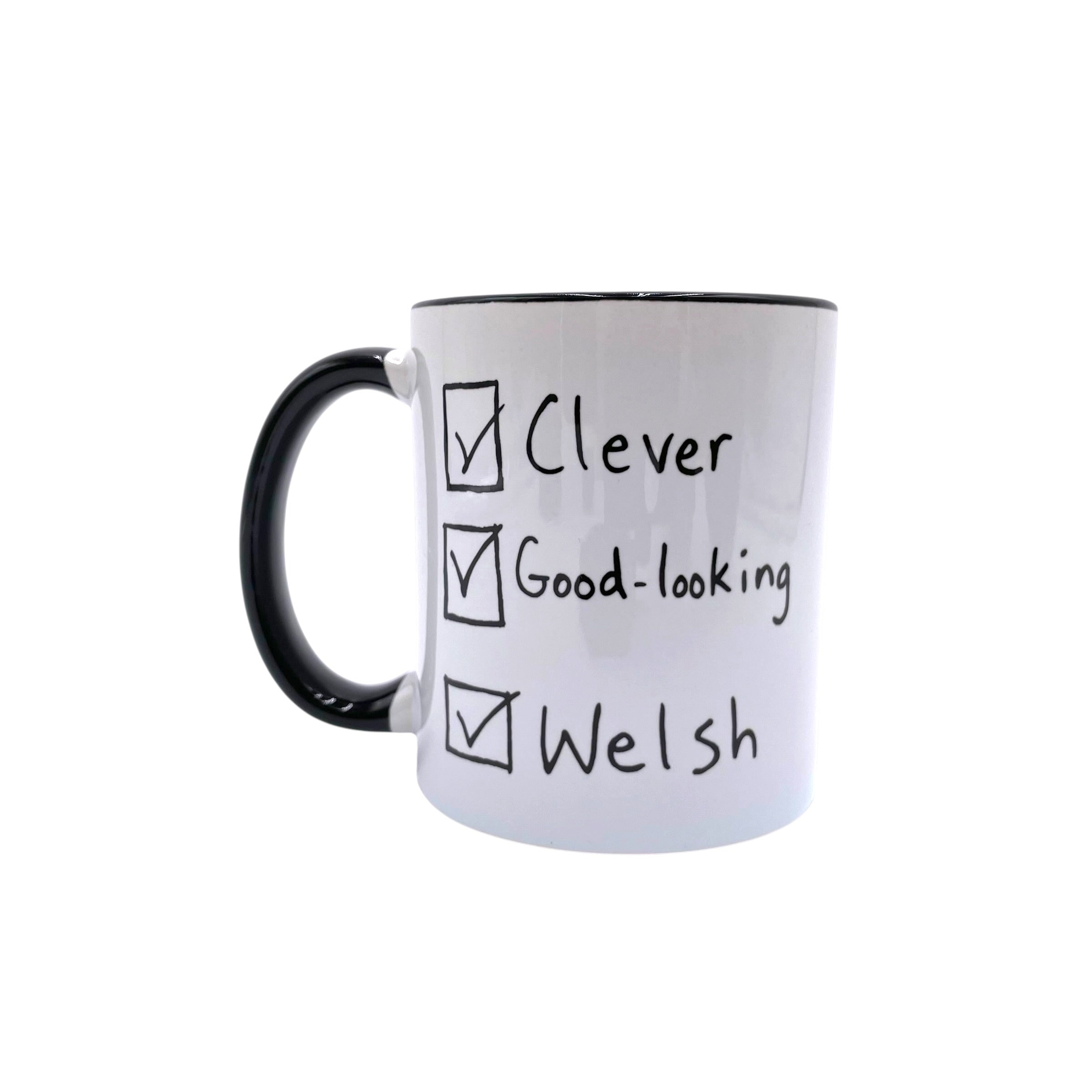 Clever, Good-looking, Welsh Tick Box Mug
