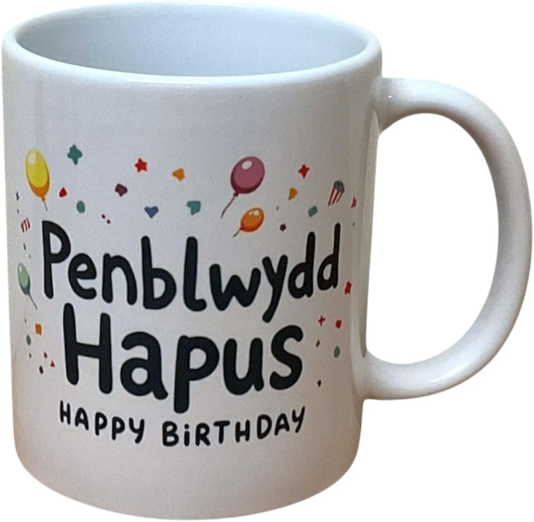 Penblwydd Hapus Mug - Confetti Design (Happy Birthday)