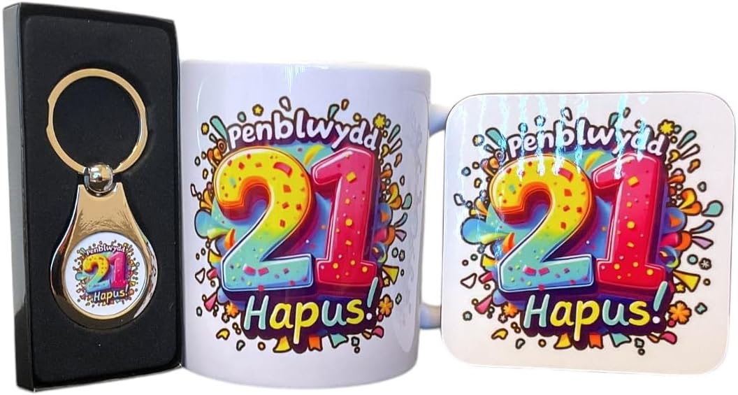 Happy 21st Birthday Gift Set - Colour design (Penblwydd Hapus)