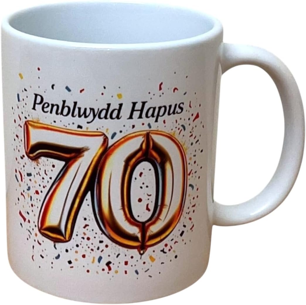 Happy 70th Birthday Penblwydd Hapus Mug