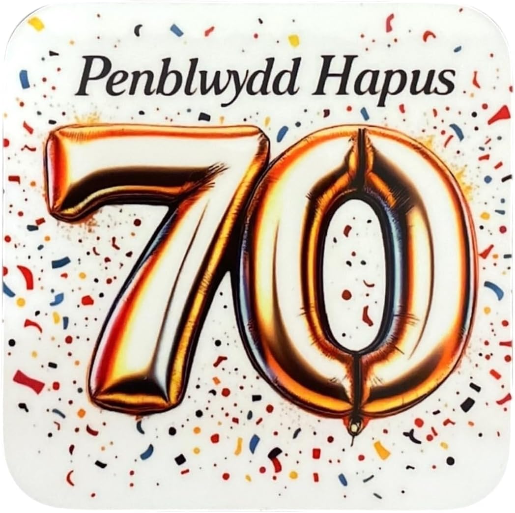 Happy 70th Birthday Coaster - (Penblwydd Hapus)