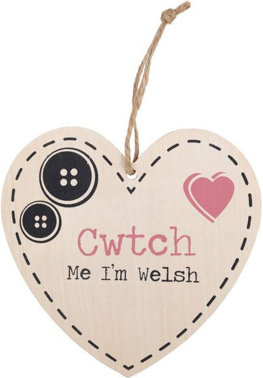 Cwtch Me I'm Welsh Hanging Heart Sign
