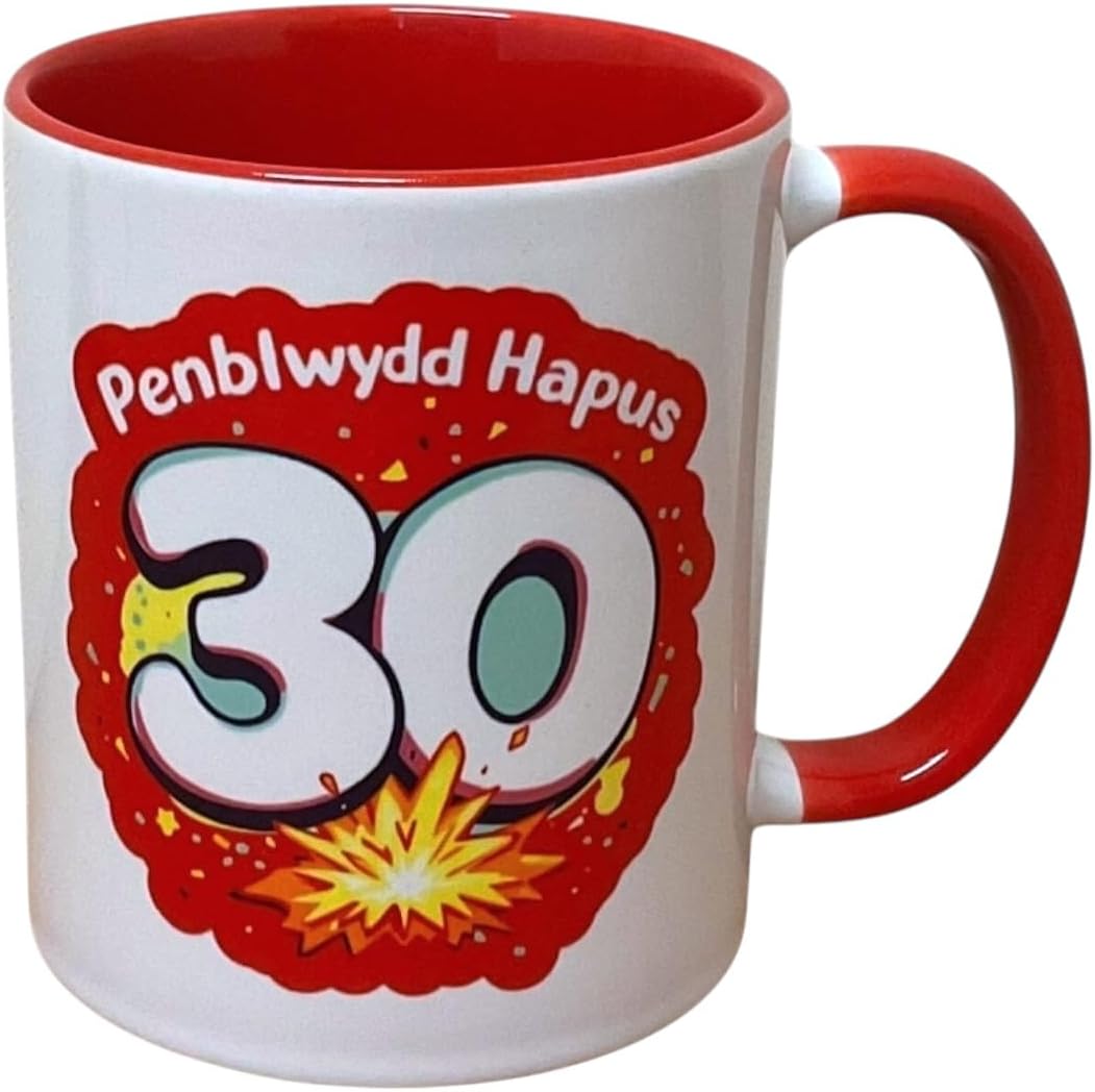 Penblwydd Hapus Happy 30th Birthday Mug - Red Design