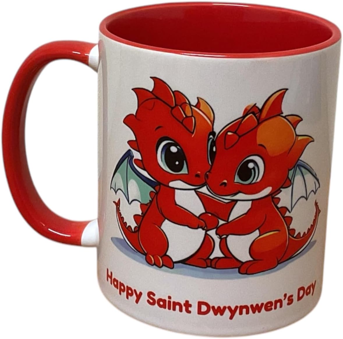 Happy Saint Dwynwen's Day - Cute Red Dragon Couple Mug