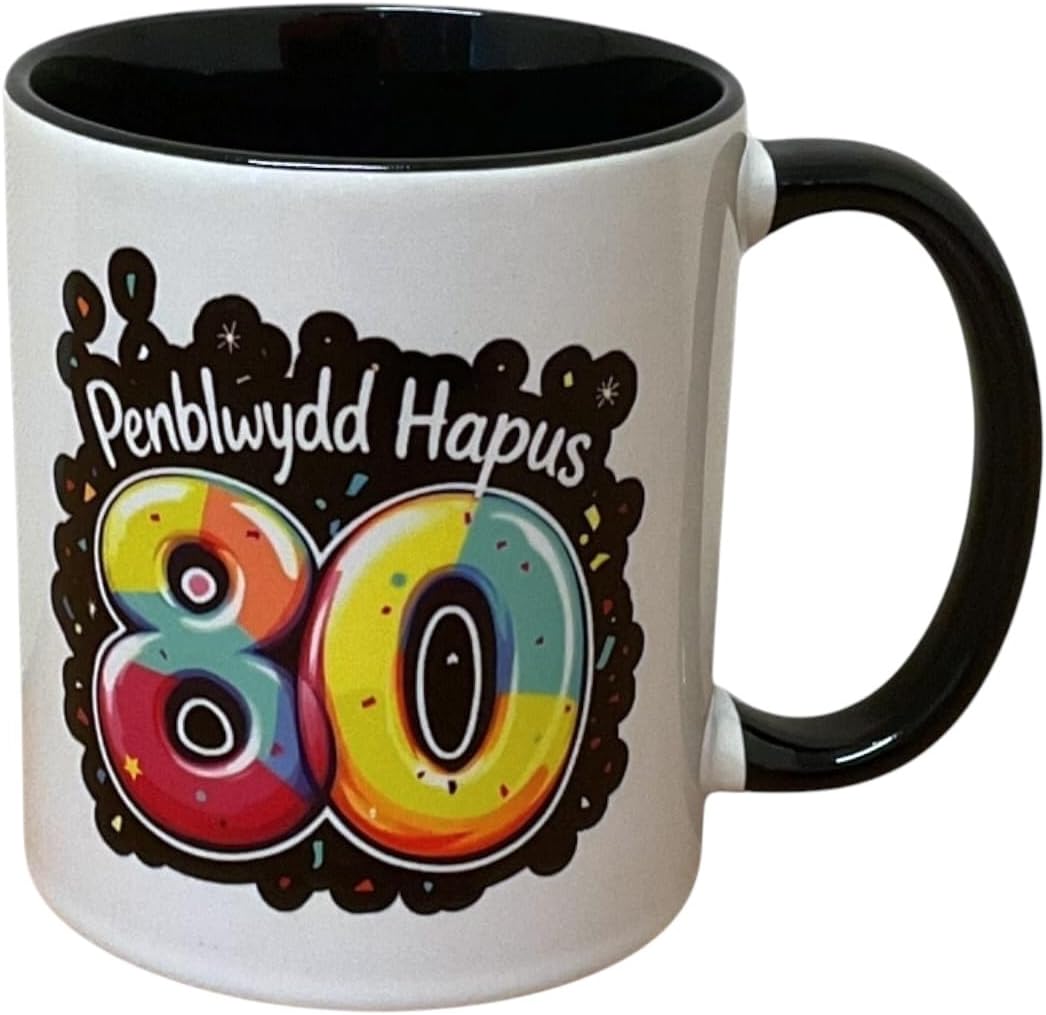 Penblwydd Hapus Mug yn 80 oed