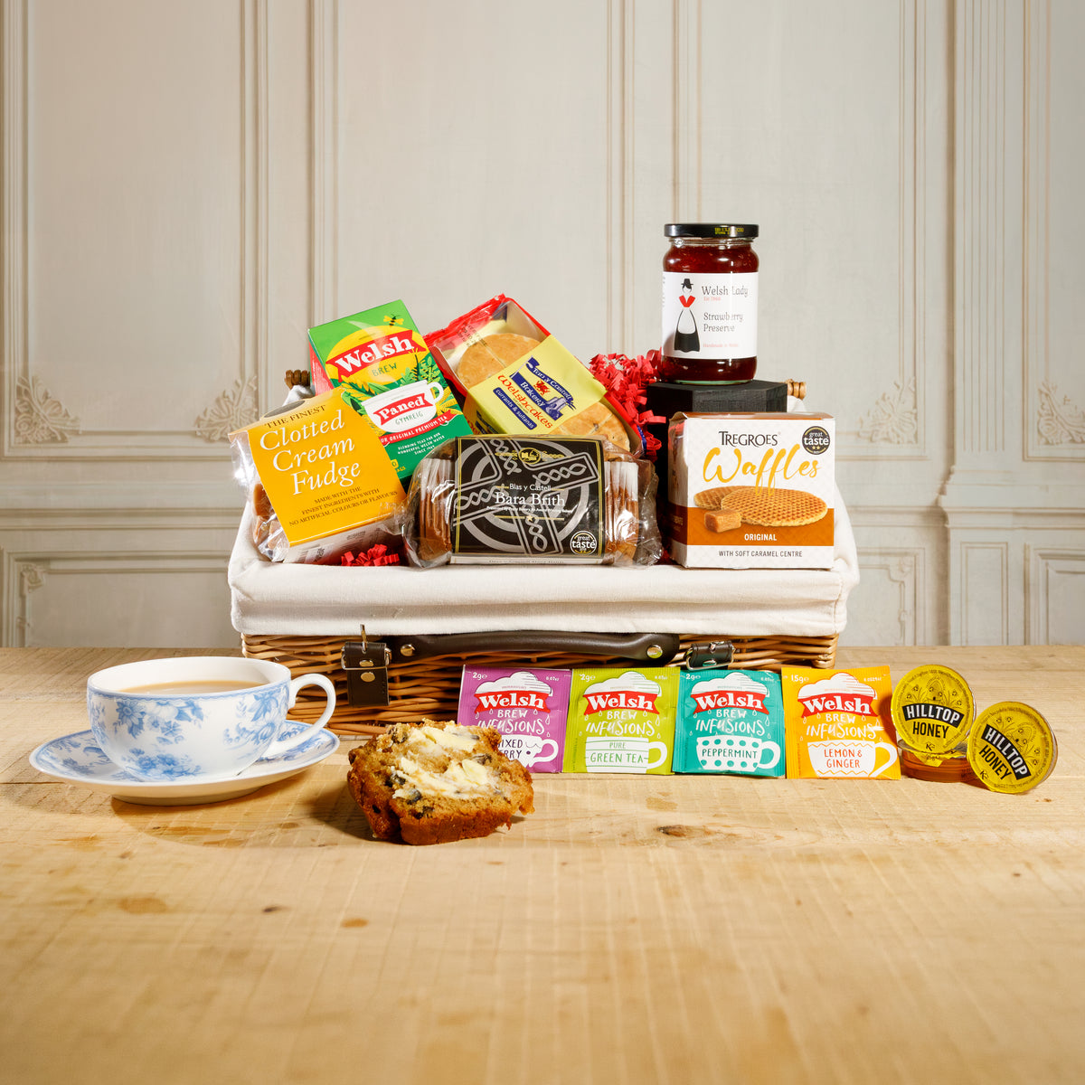 Welsh Hamper - Bara Brith and Welsh Cake Hamper Food & Drink Gift Set