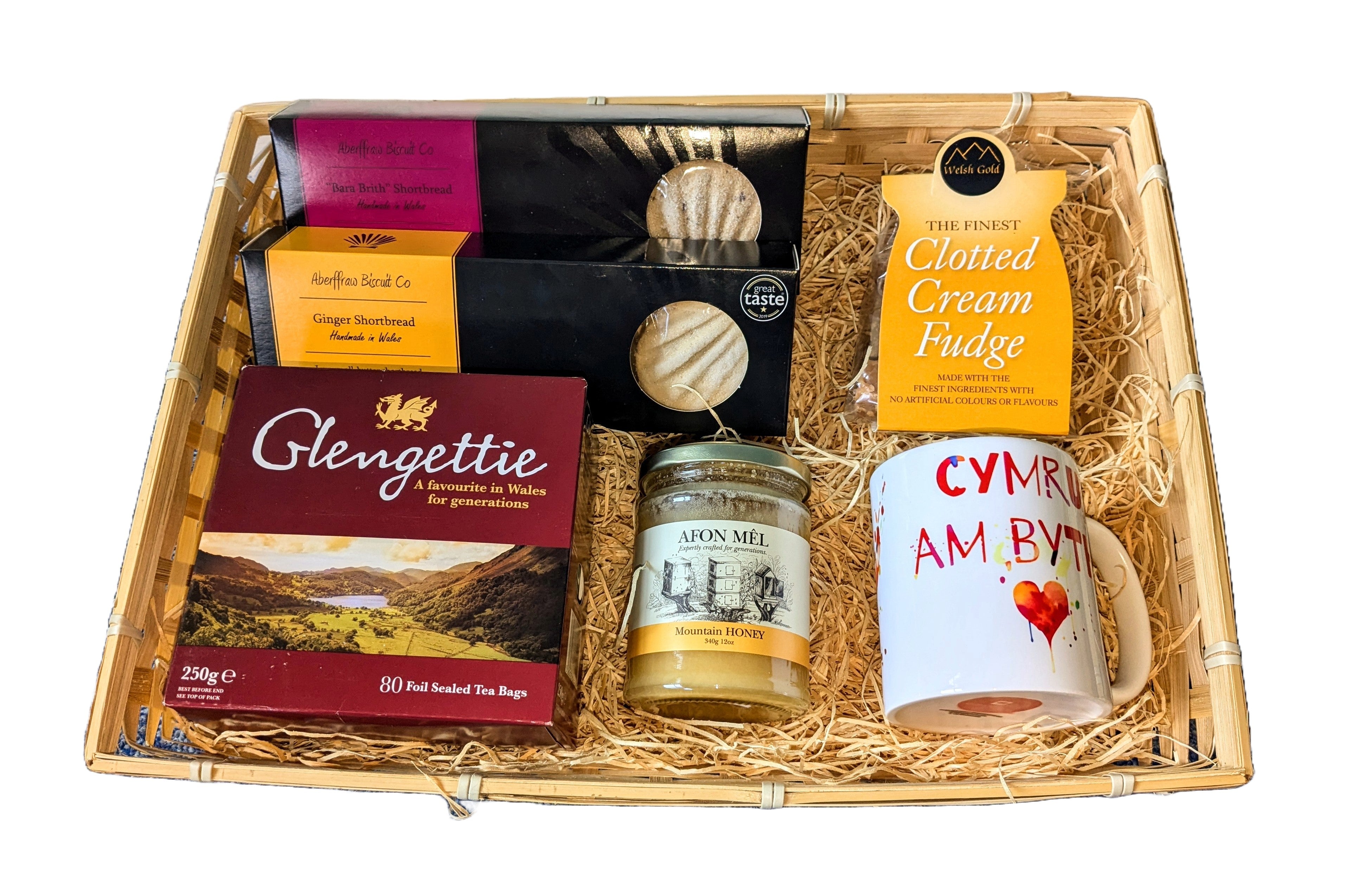 Hamper Te a Danteithion Cymreig