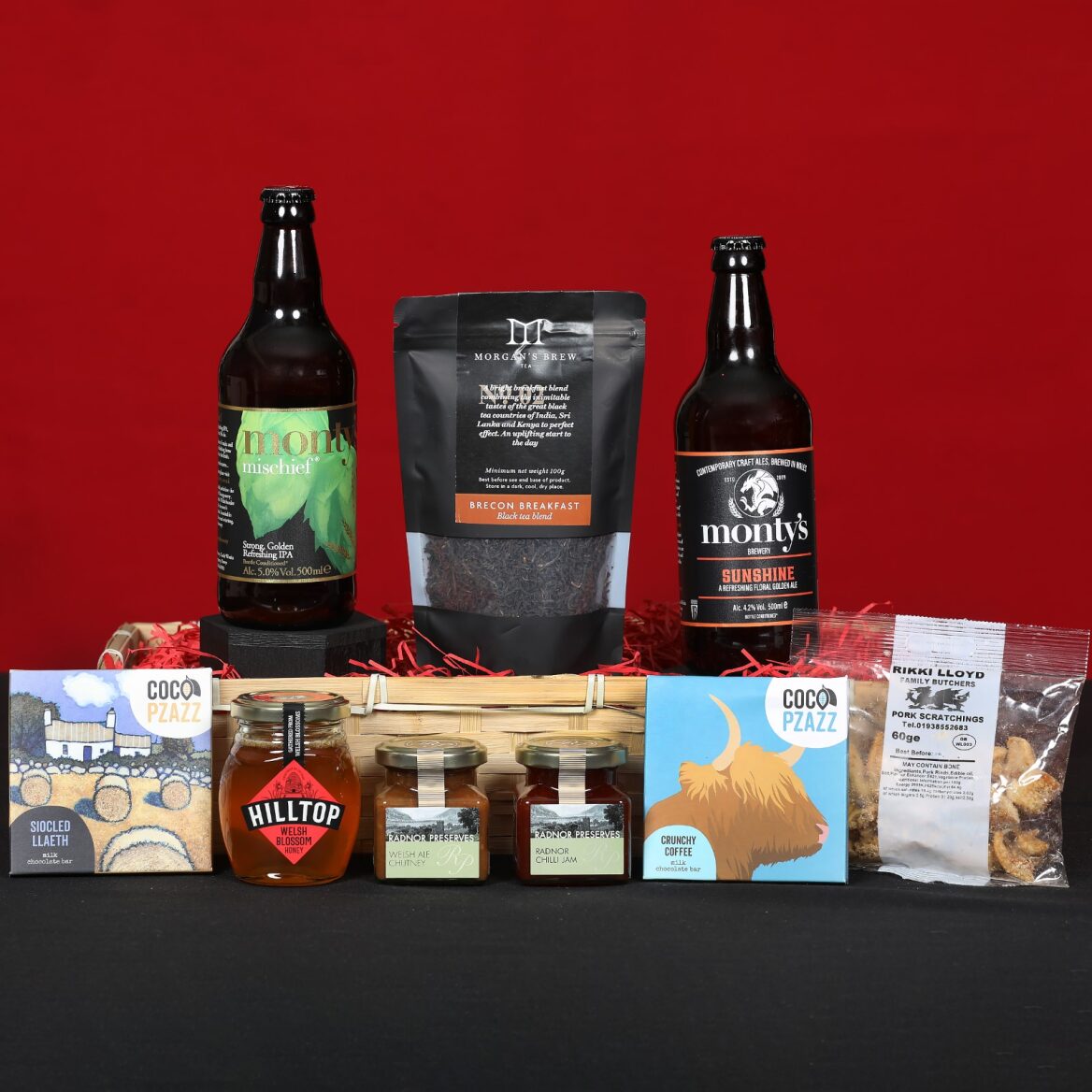 Hamper Cwrw a Chwrw Cymru - Set Anrhegion Bwyd a Diod Hamper Canolbarth Cymru