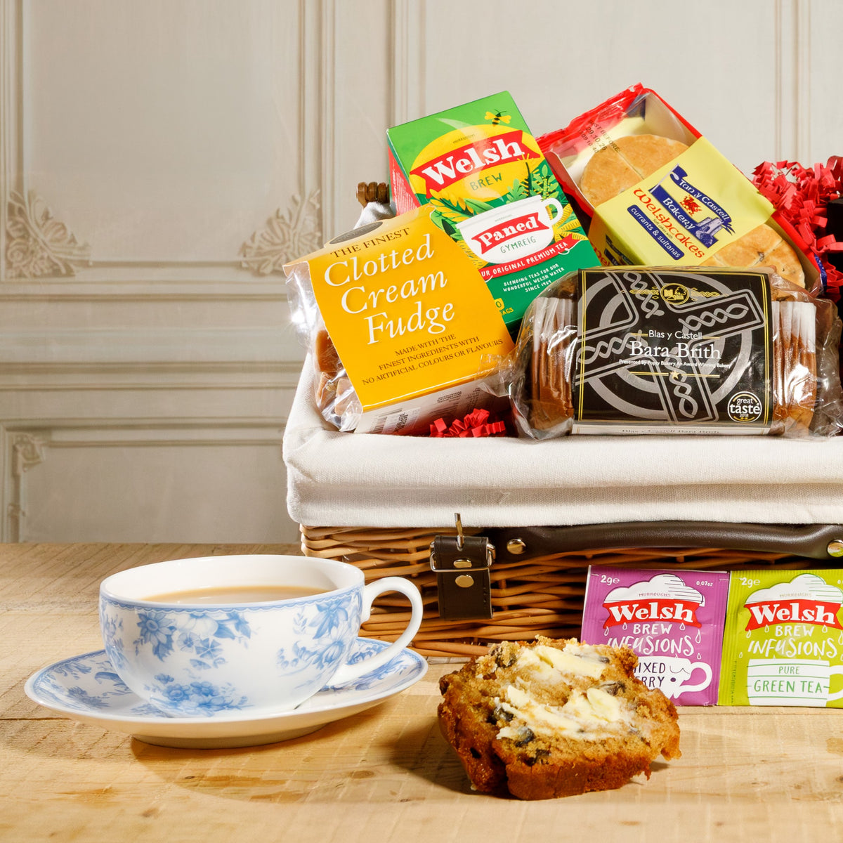 Welsh Hamper - Bara Brith and Welsh Cake Hamper Food & Drink Gift Set