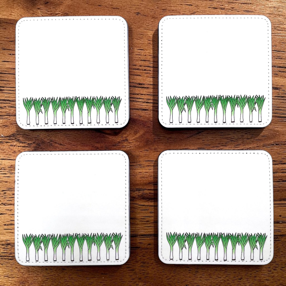 Set of 4 Welsh Leek Coasters – Traditional Welsh Gift