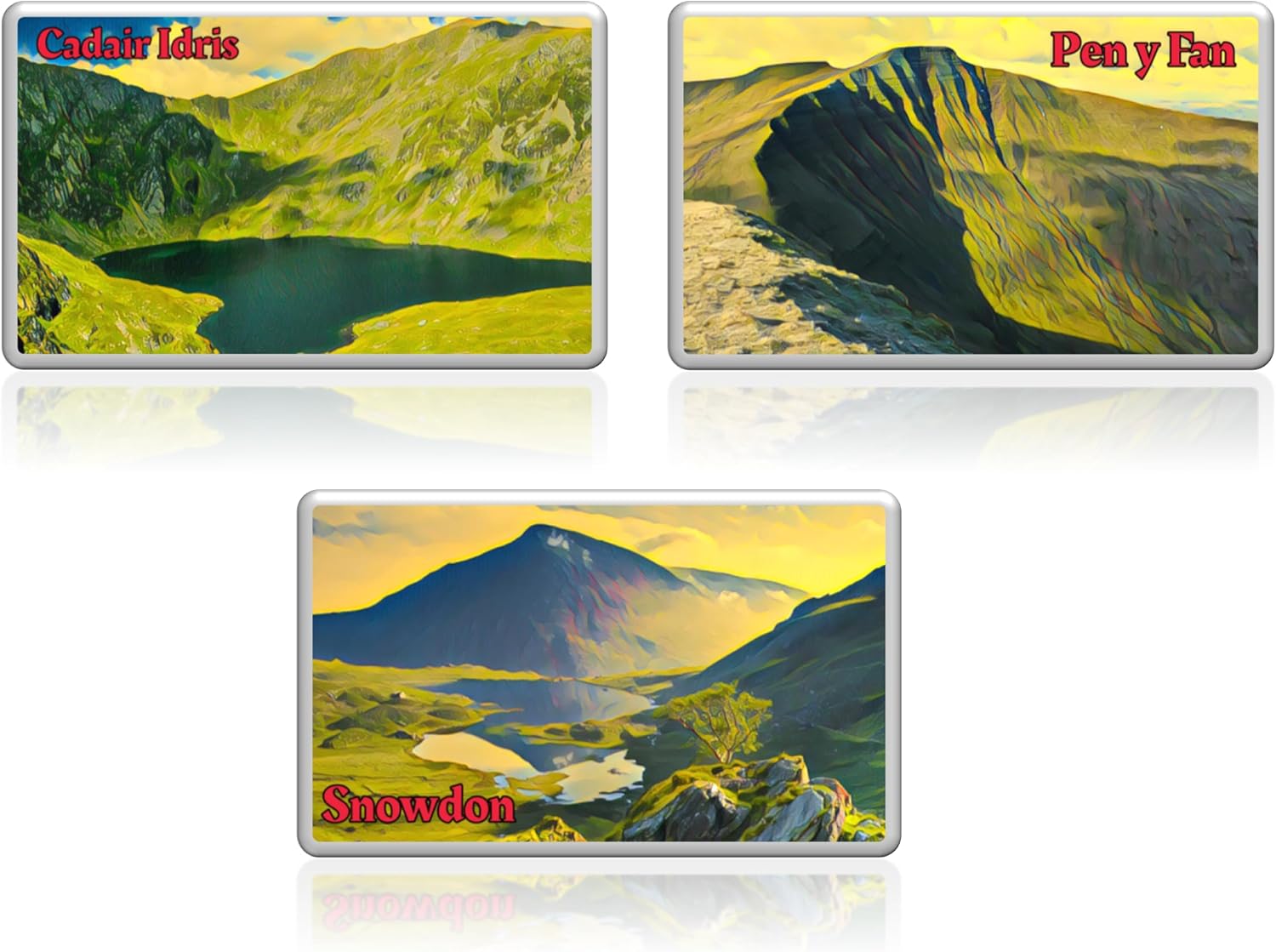 Welsh Fridge Magnets - The Three Welsh Peaks Vintage Set