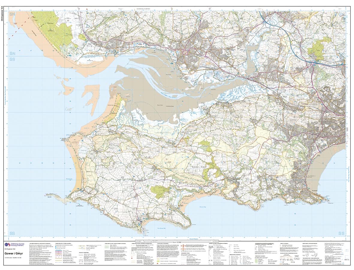 Map - OS Explorer 164 Gŵyr/Gwyr: Llanelli