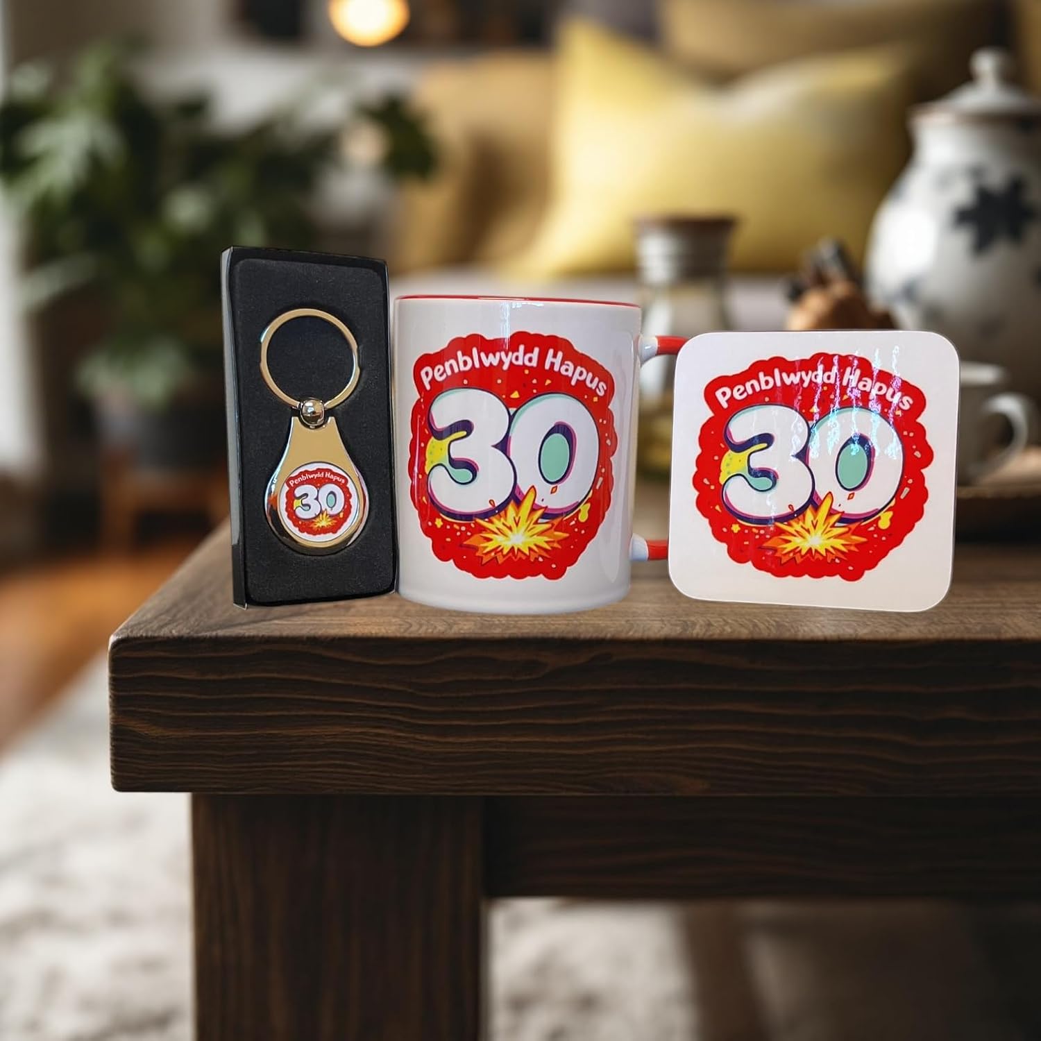 Happy 30TH Birthday Gift Set - Red Design (Penblwydd Hapus)