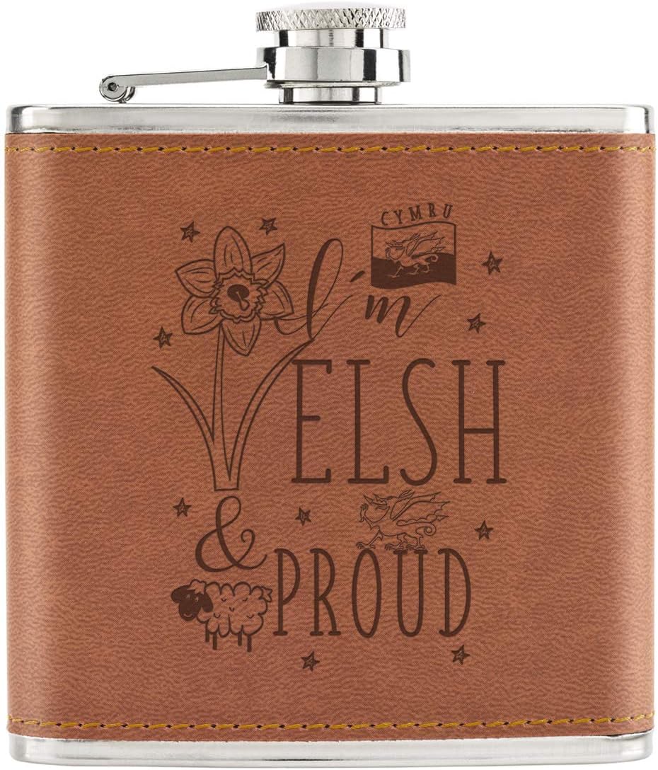 I'm Welsh and Proud 6oz Leather Hip Flask