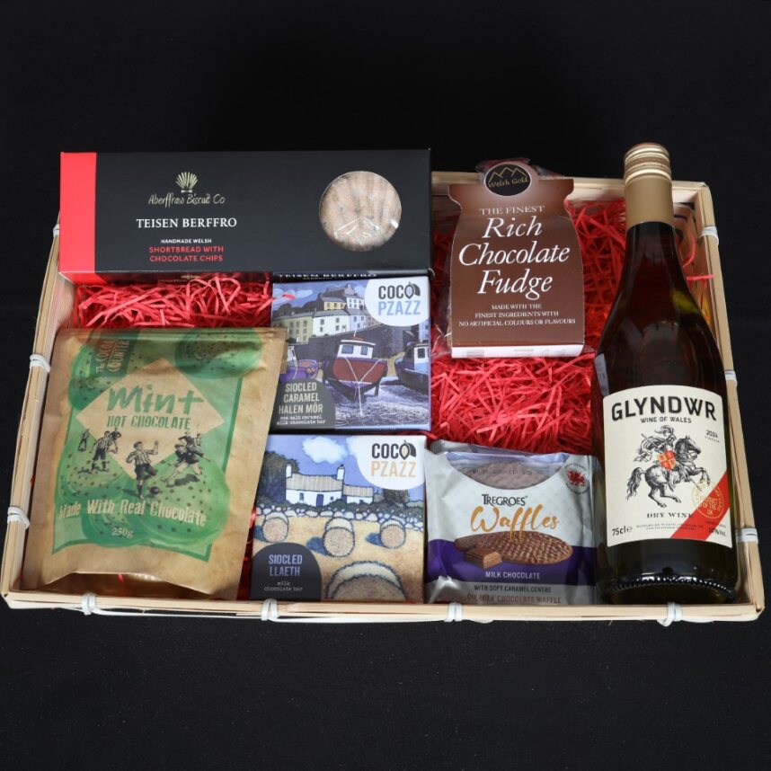Welsh Hamper - Wine & Chocolates Hamper Food & Drink Gift Set