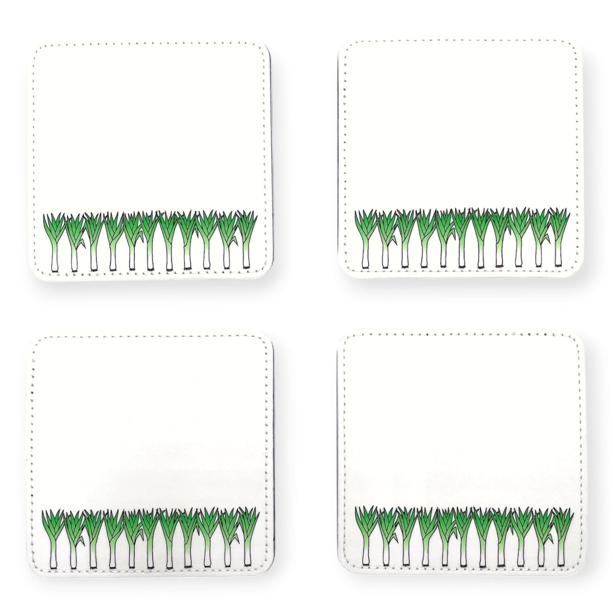 Set of 4 Welsh Leek Coasters – Traditional Welsh Gift