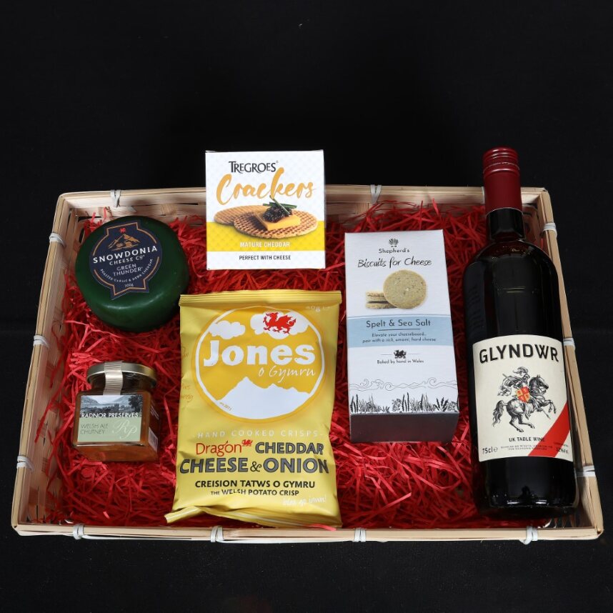 Welsh Hamper - Red Wine & Cheese Hamper Food & Drink Gift Set