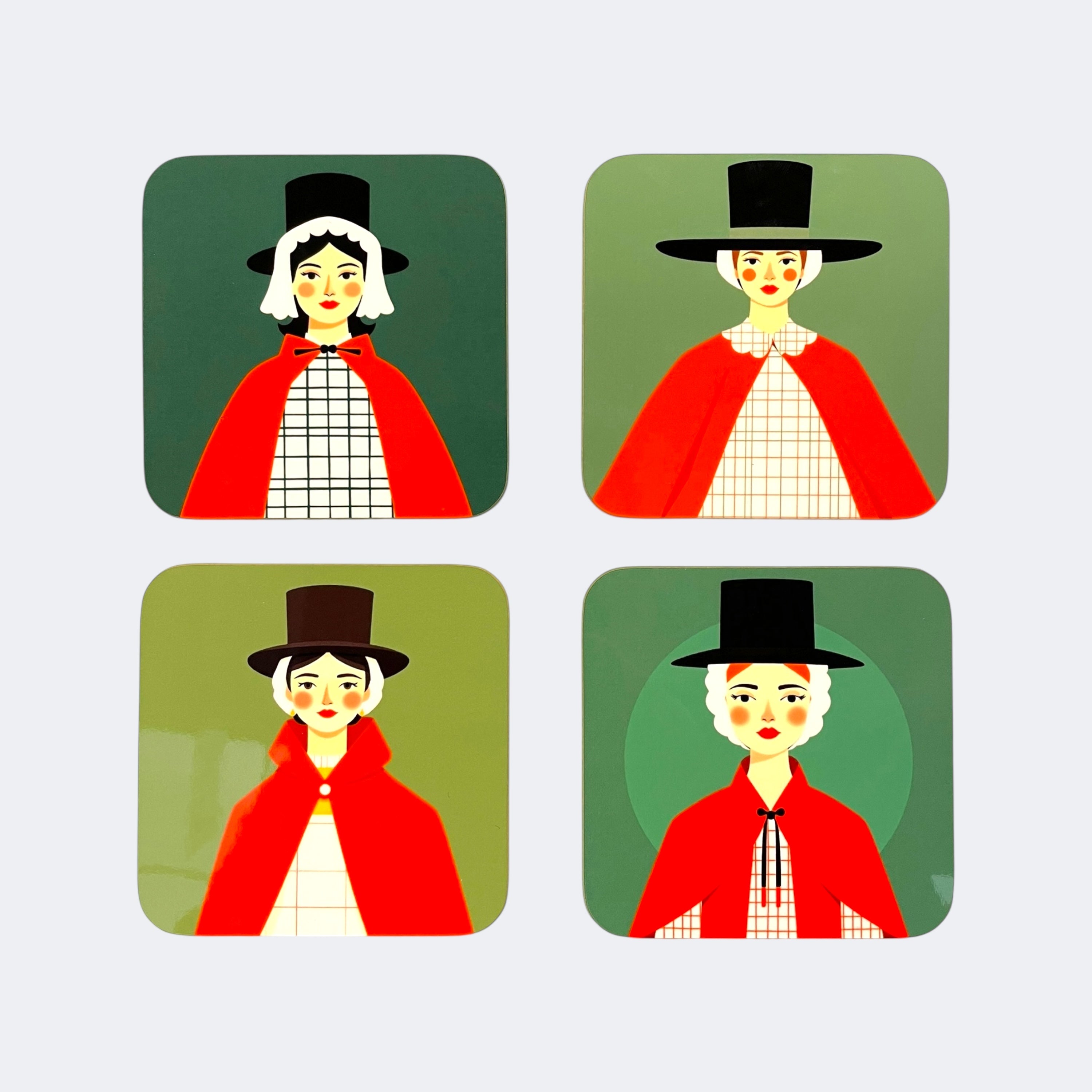 The Welsh Ladies Green Coaster Set