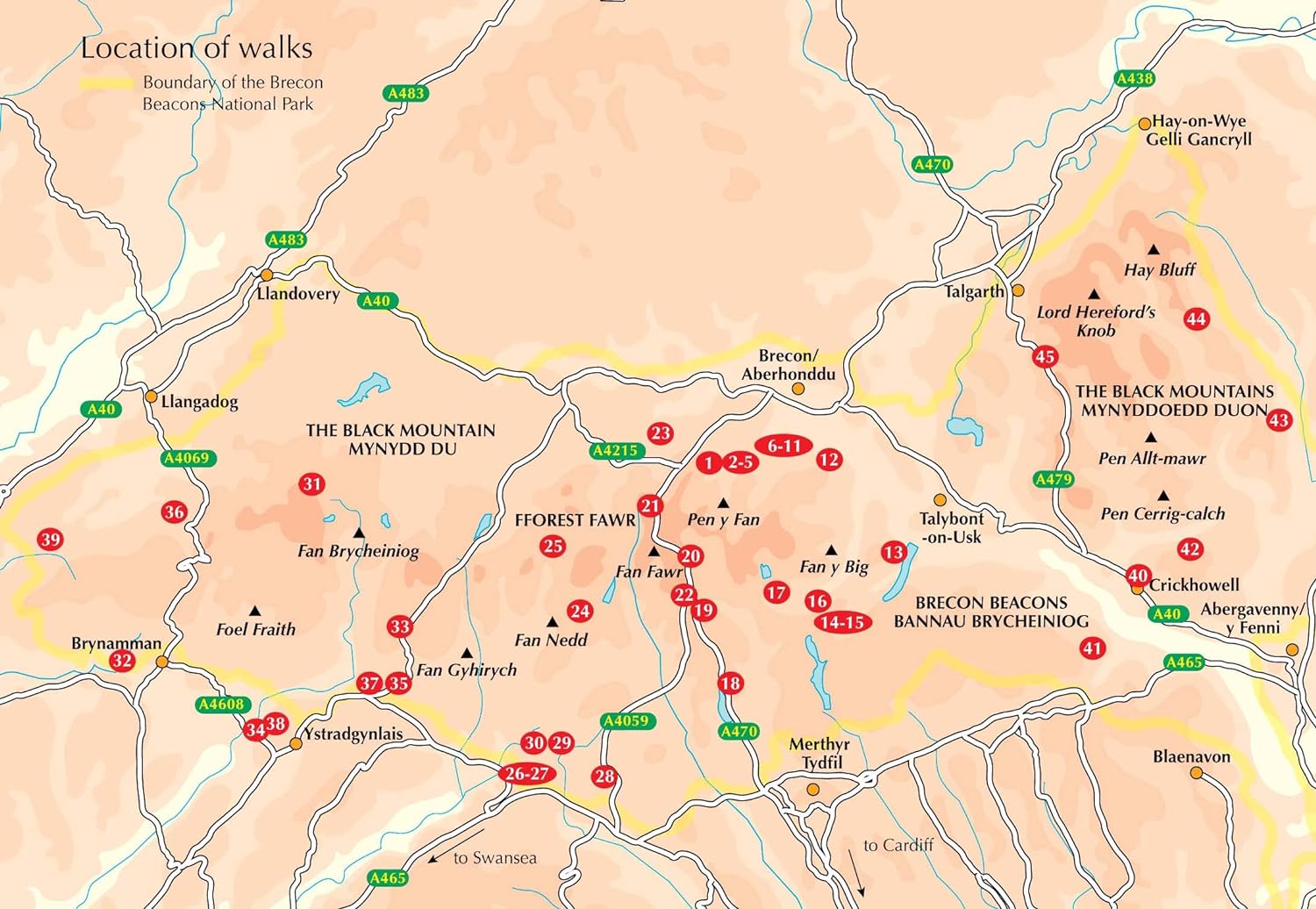 Book - Walking in the Brecon Beacons: 45 Circular Walks in the National - Clawr Meddal