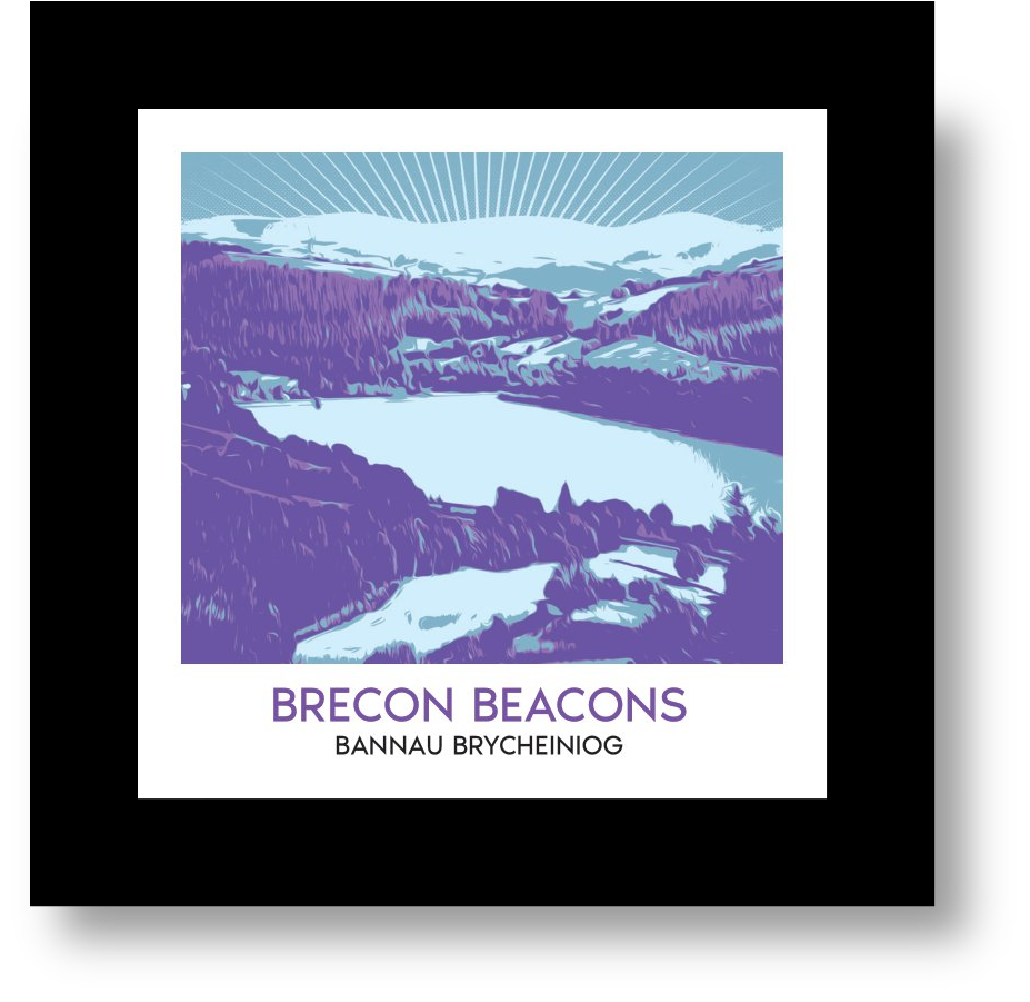 Brecon Beacons Glass Coaster (Bilingual)