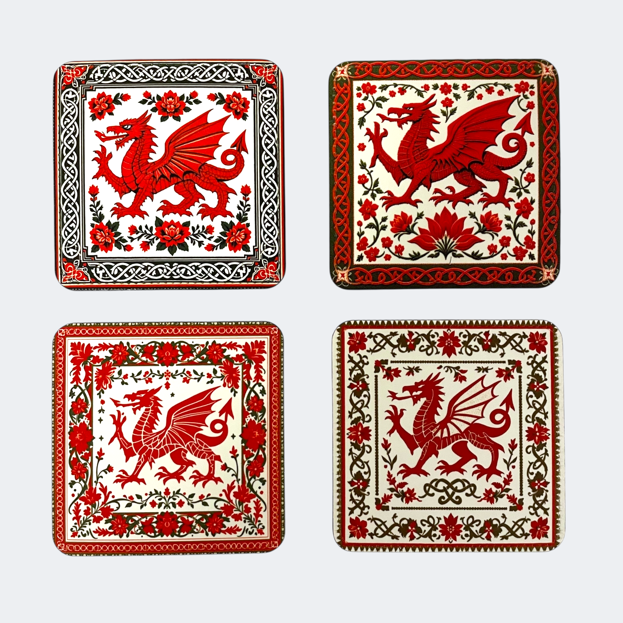 Welsh Dragon Celtic Coaster Set