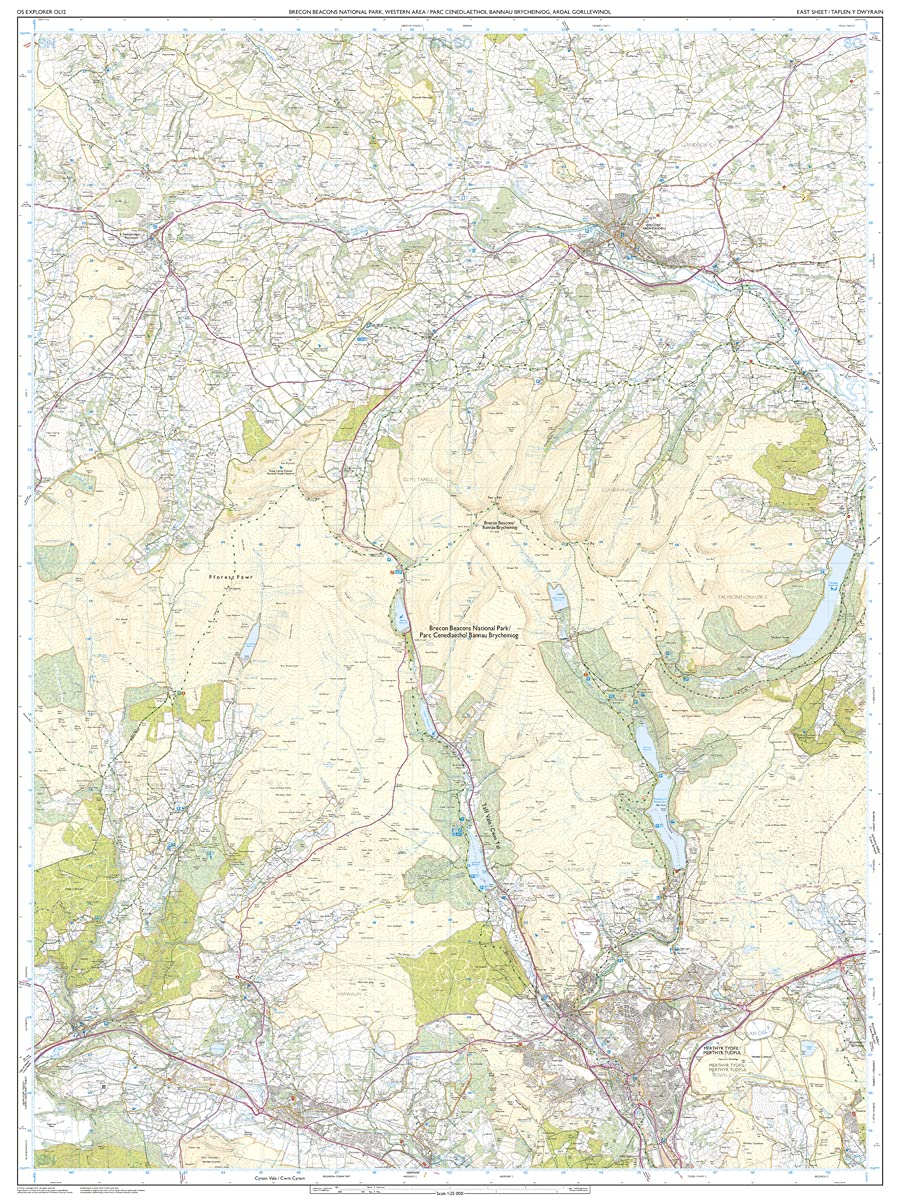 Map - OS Explorer Ol 12 Parc Cenedlaethol Bannau Brycheiniog Ardal Orllewinol/Parc Cenedlaethol Bannau Brycheiniog Ardal Orllewinol